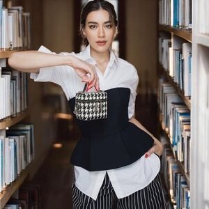 Like NEW! LADY DIOR Houndstooth Bag Micro Lady Dior Vanity Case